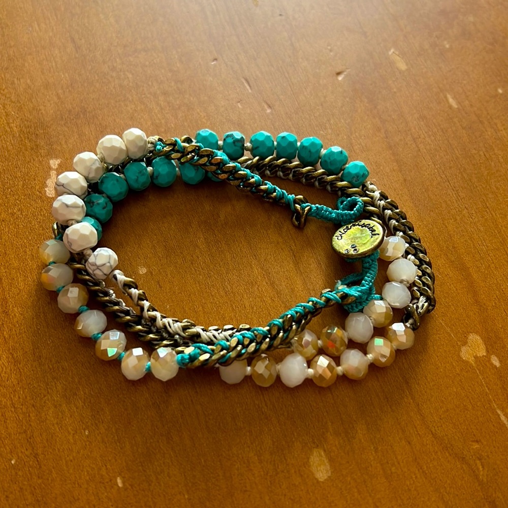Blue beaded wrap bracelet